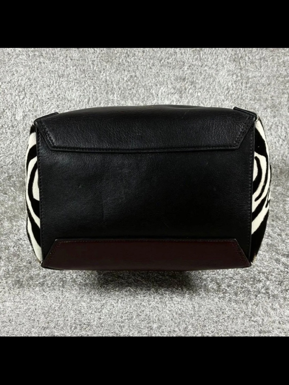 Mulberry Black Leather Shoulder Bag with Zebra-Print Panels - Picture 7 of 14